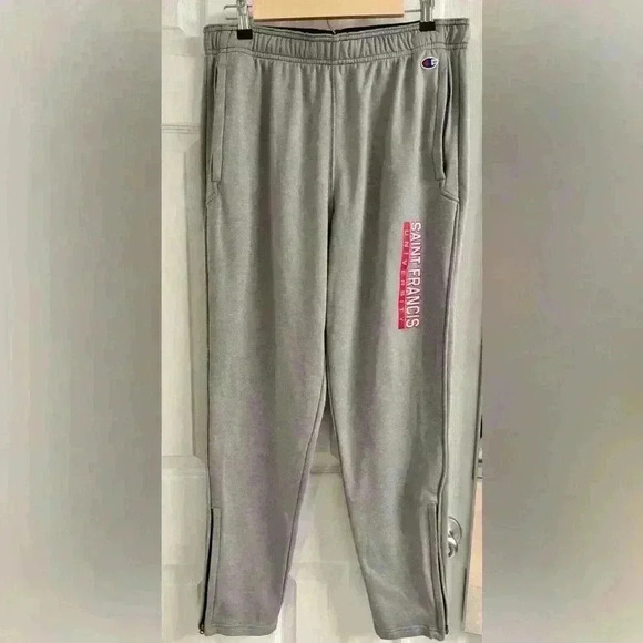 Champion Gray Straight Leg Sweatpants with Logo and Zipper Pockets - Size Large - Picture 1 of 8